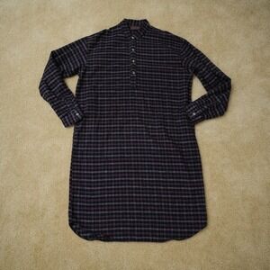 Lee Valley Ireland Nightwear Men Sleep Shirt Plaid Flannel Blue Red Cotton XL